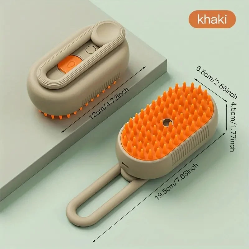 Steam Brush Pro: Cepillo de vapor 3 en 1 para mascotas: masaje, pulverización y eliminación del pelo.