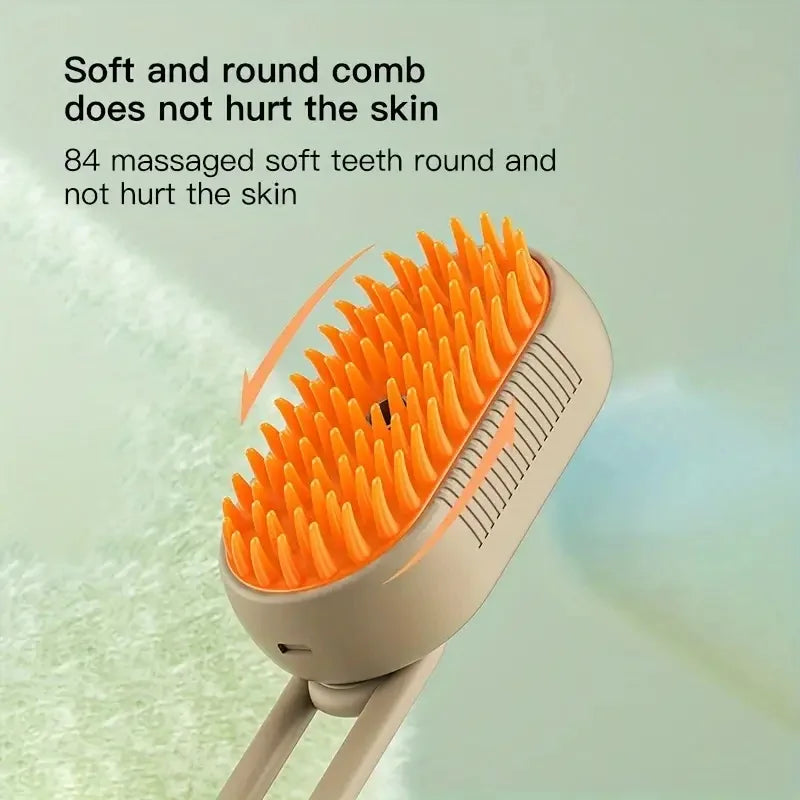 Steam Brush Pro: Cepillo de vapor 3 en 1 para mascotas: masaje, pulverización y eliminación del pelo.