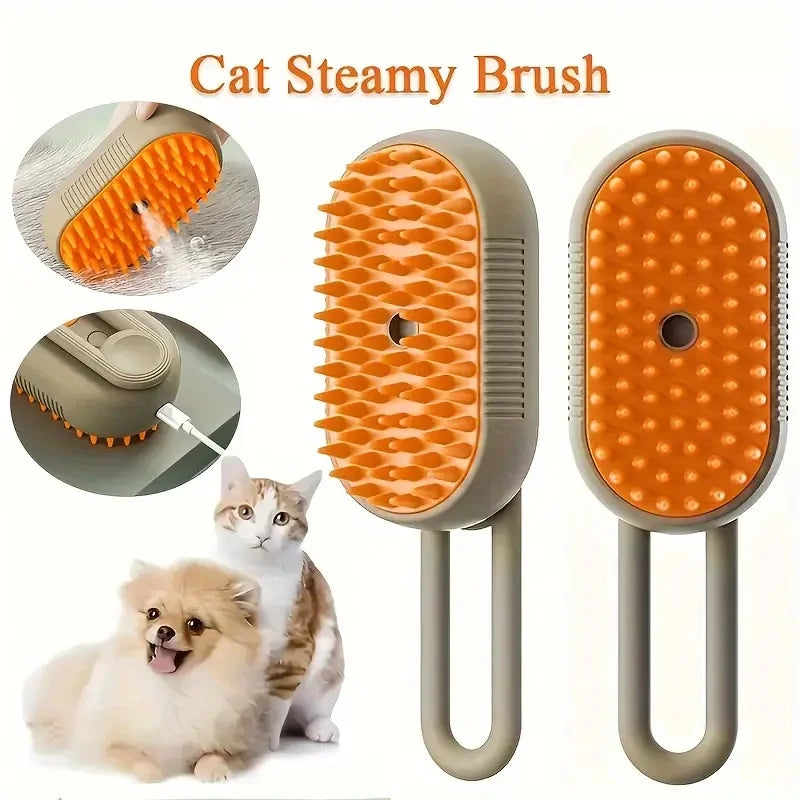 Steam Brush Pro: Cepillo de vapor 3 en 1 para mascotas: masaje, pulverización y eliminación del pelo.